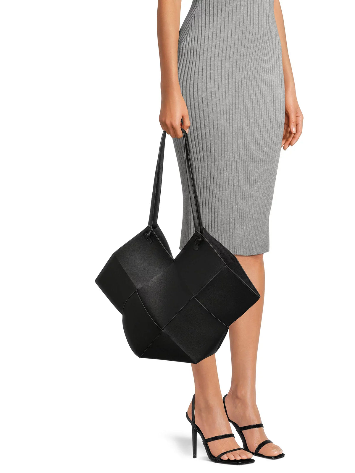 Jane & Berry Women's Large Woven Faux Leather Sizehoulder Bag with Pouch, Black