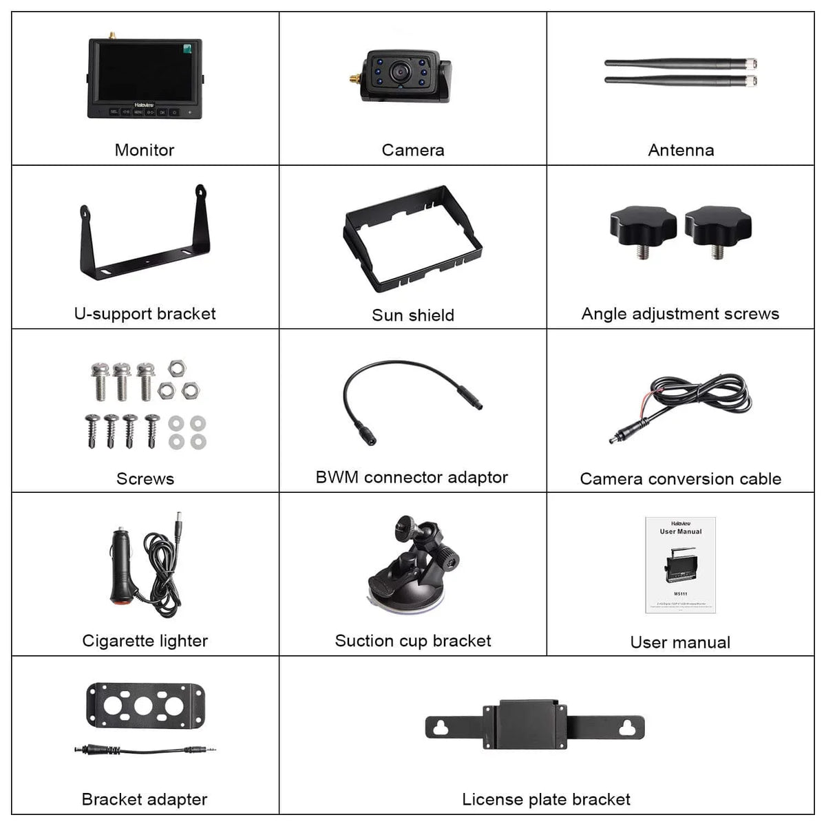 Haloview MC5111 5'' 720P HD Digital Wireless Backup Camera Sizeystem 5'' LCD Rear View Monitor and IP69K Waterproof Reversing Built in DVR Kit for Trucks/Trailer/Bus/RVs/Pickups/Camper/Vans