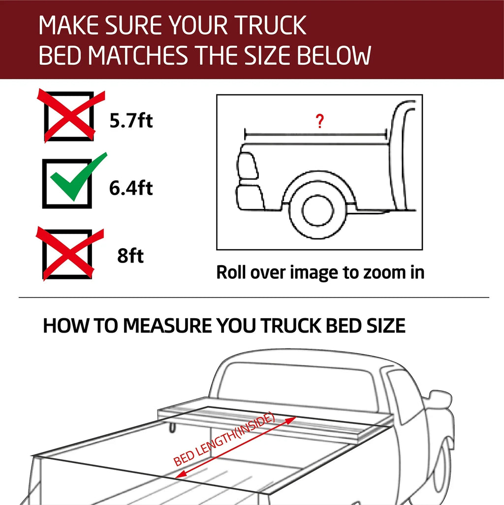 Kikito Professional FRP Hard Tri-Fold Truck Bed Tonneau Cover for 2003-2024 Ram 1500 2500 3500 6.4ft (74.6in) Bed Without | Rambox & Deckrail Sizeystem |