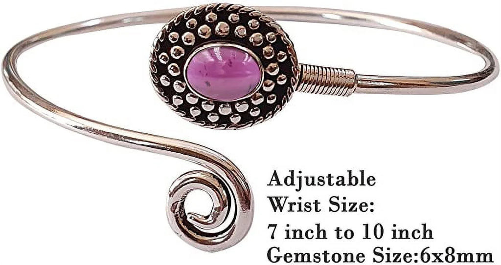 Handmade Cuff Bracelet For Women, Bohemian Tribal Design Sizeilver Plated Natural Real Red Garnet Gemstone Modern Designer Fashion Bracelet, Party Boho Jewelry