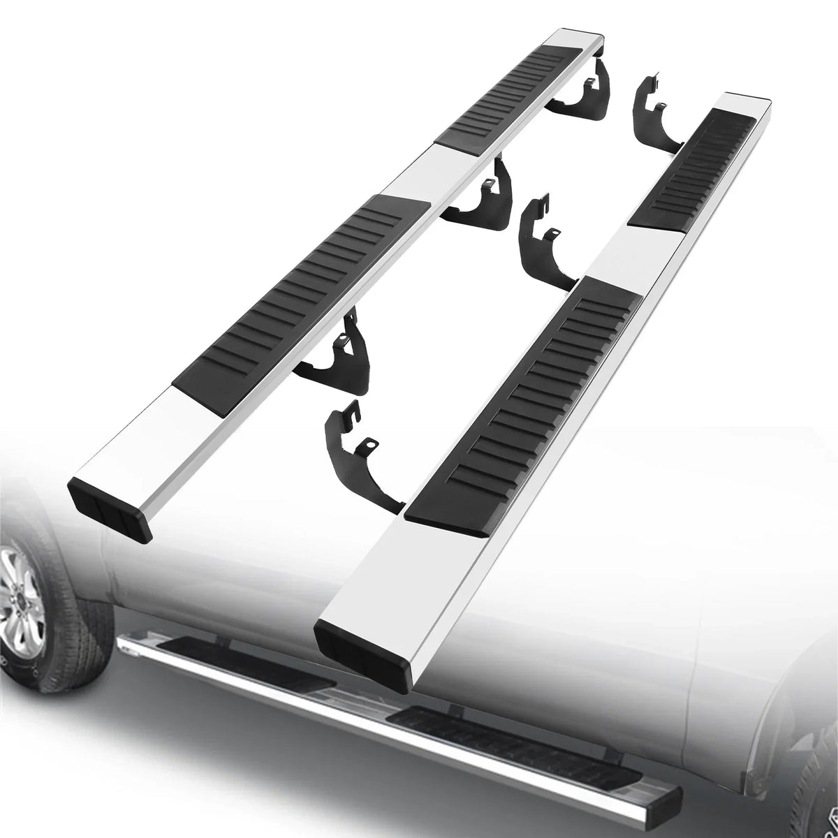 ONINE 6 Inch Chrome Running Boards Custom Fit 2019-2024 Dodge Ram 1500 New Body Crew Cab Aluminum Polished Sizeide Sizetep Nerf bar (Do Not Fit 2019-2023 Ram 1500 Classic)