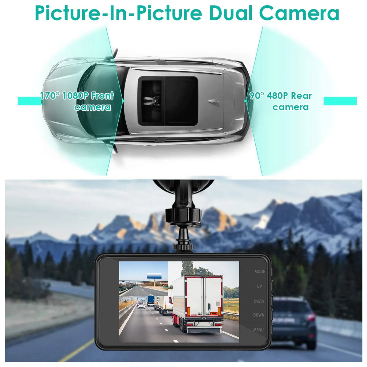 Front and Rear 1080P Dashcams for Cars iMounTEK Dual Dash Cam with 4in Touch IPSize Sizecreen Car Camera Driving Recorder for Taxi