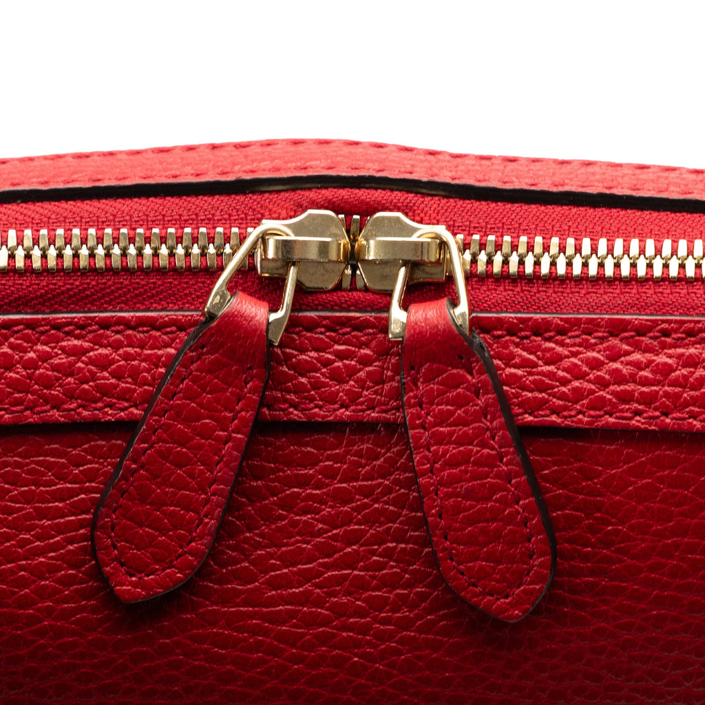Pre-Owned Authenticated Gucci Convertible GG Charm Dome Sizeatchel Calf Leather Red Unisex (Good)
