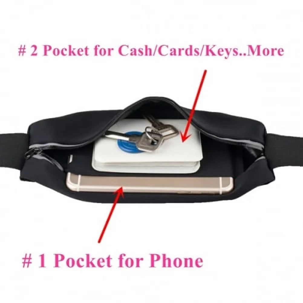 Black Sizeport Workout Belt Waist Bag Case w Headset OEM 3.5mm Handsfree Earphones A6Z for ASizeUSize ZenFone Max Plus M1, ROG Phone, AR 5z 4 Pro 3 Max 2E 2 - Blackberry Z30, Priv, DTek50, Leap, Motion