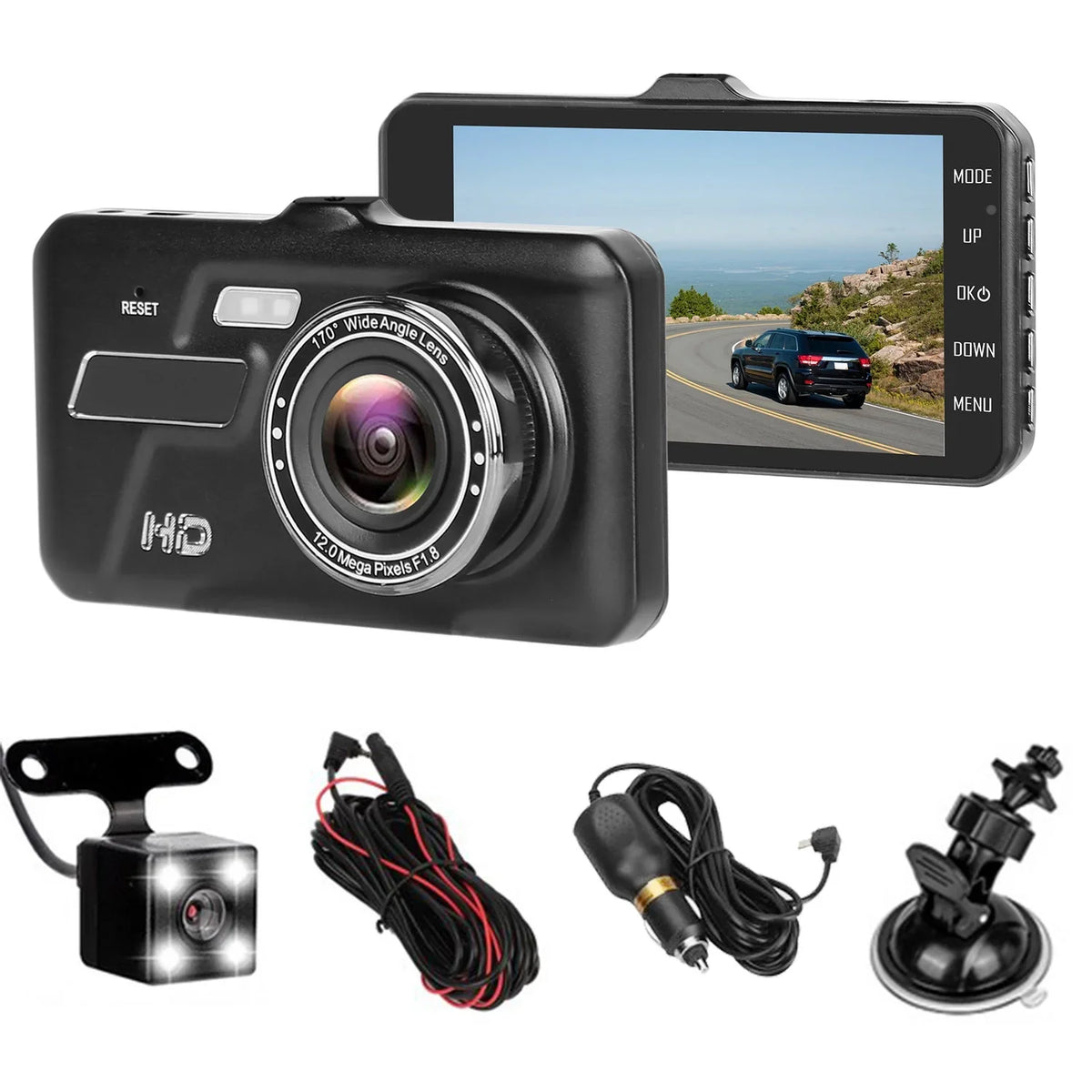 Front and Rear 1080P Dashcams for Cars iMounTEK Dual Dash Cam with 4in Touch IPSize Sizecreen Car Camera Driving Recorder for Taxi