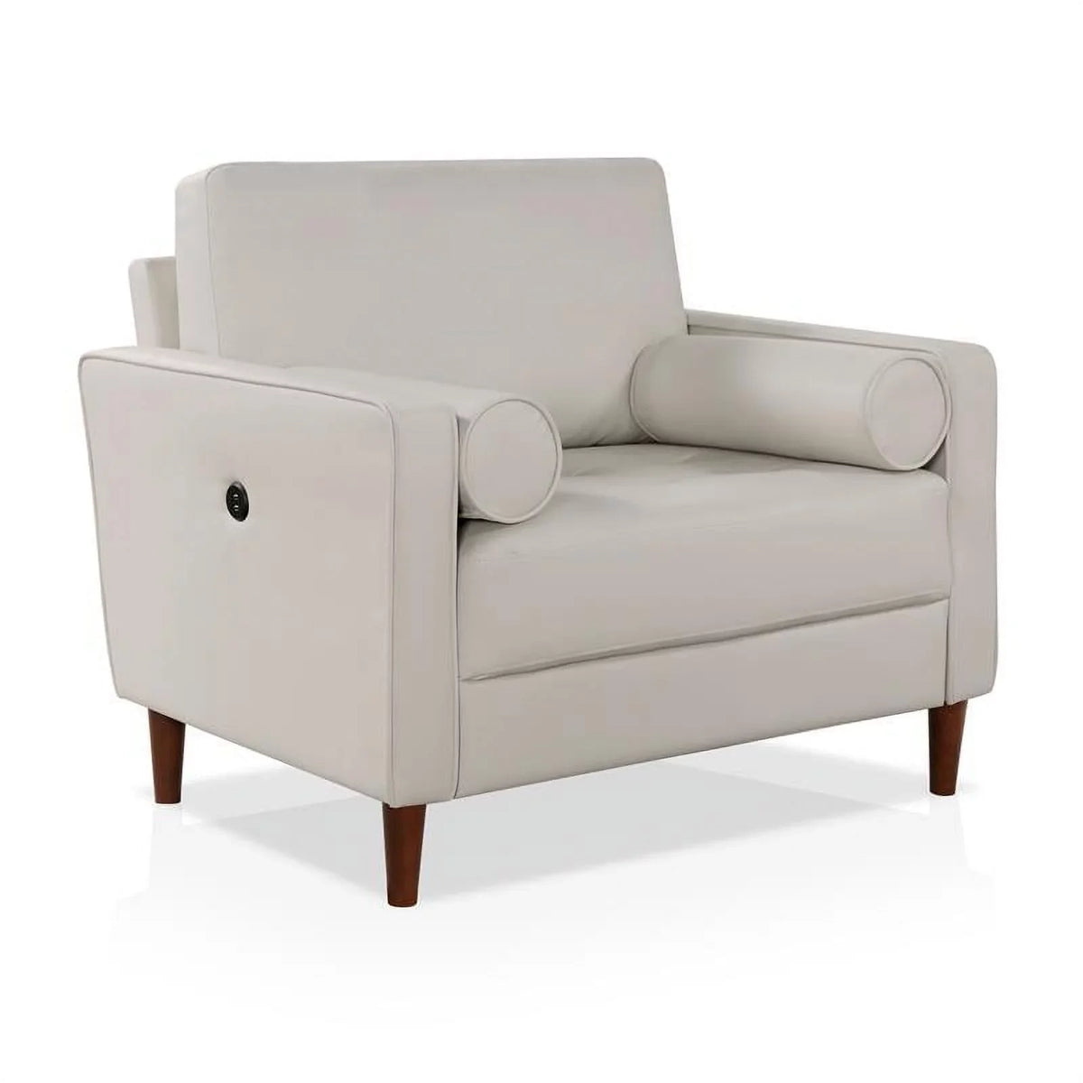 Furniture of America Oppio Faux Leather Chair with USizeB Port in Ivory