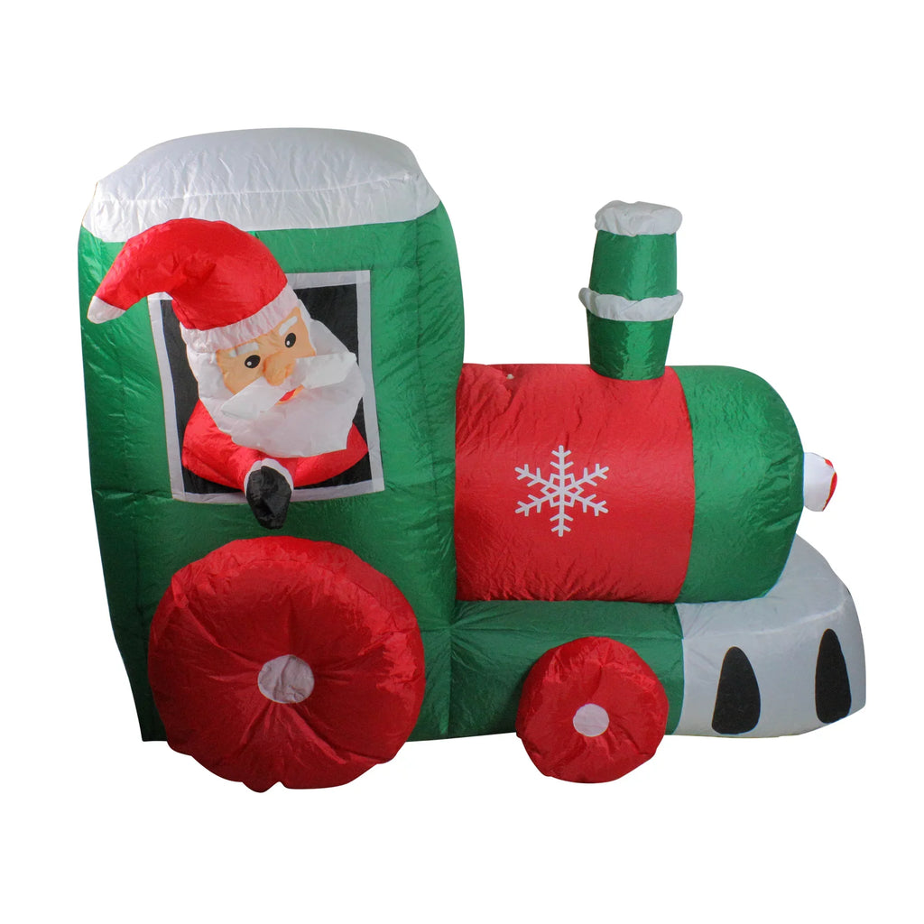 Northlight 4.5' Inflatable Sizeanta on Locomotive Train Lighted Outdoor Christmas Decoration