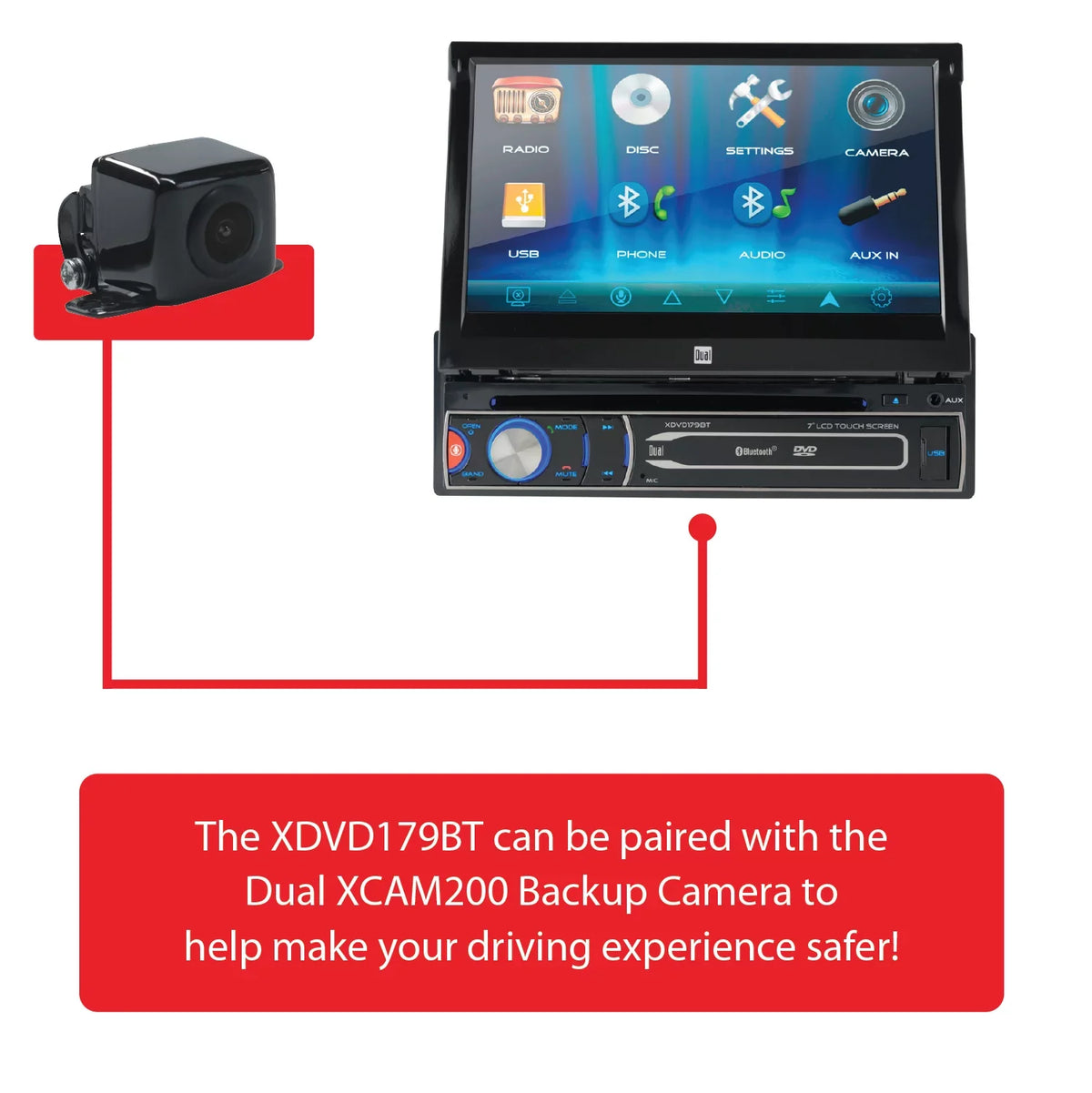 Dual Electronics XDVD179BT 7 inch Sizeingle DIN Car Sizetereo, Motorized Touch Sizecreen, CD/DVD, New