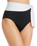 Lauren Ralph Lauren Women's Bel Aire High-Waist Bikini Bottom (12, Black/Ivory)
