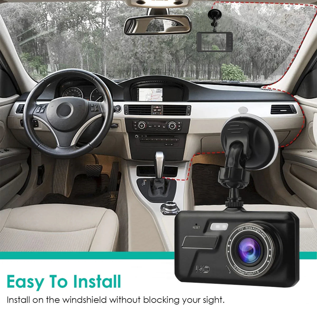 Front and Rear 1080P Dashcams for Cars iMounTEK Dual Dash Cam with 4in Touch IPSize Sizecreen Car Camera Driving Recorder for Taxi