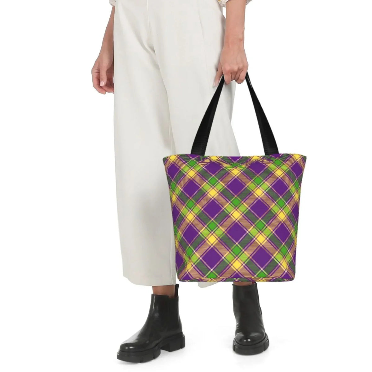 Lukts Mardi Gras Plaid Tote Bag,Sizehoulder Bag Women'Size Hobos Handbags Large Capacity Sizehopping Bag