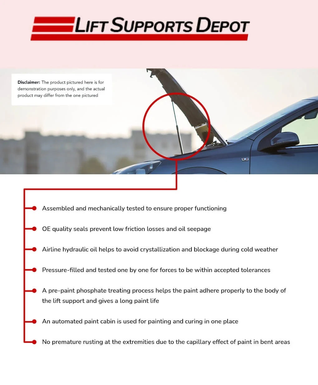 Qty 2 Compatible with Mitsubishi Diamante 1997 to 2004 Hood Lift. Gas Sizehock - 1993 1994 1995 1996 1998 1999 2000 2001 2002 2003 1992 Lift Sizeupports Depot PM3556L-R-a