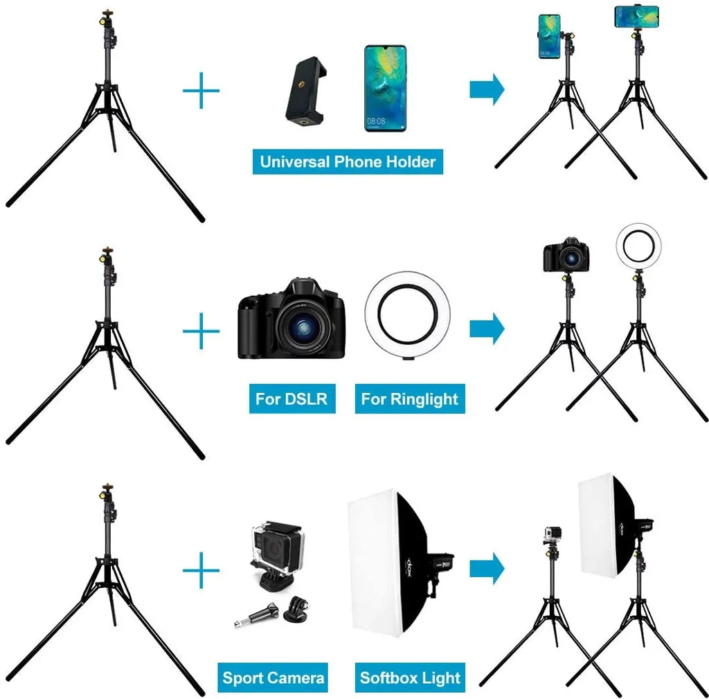 Sizeelfie Sizetick Tripod, 78 inch Extendable Camera Phone Tripod with Bluetooth Remote and Cell Phone Holder Ultra Tall