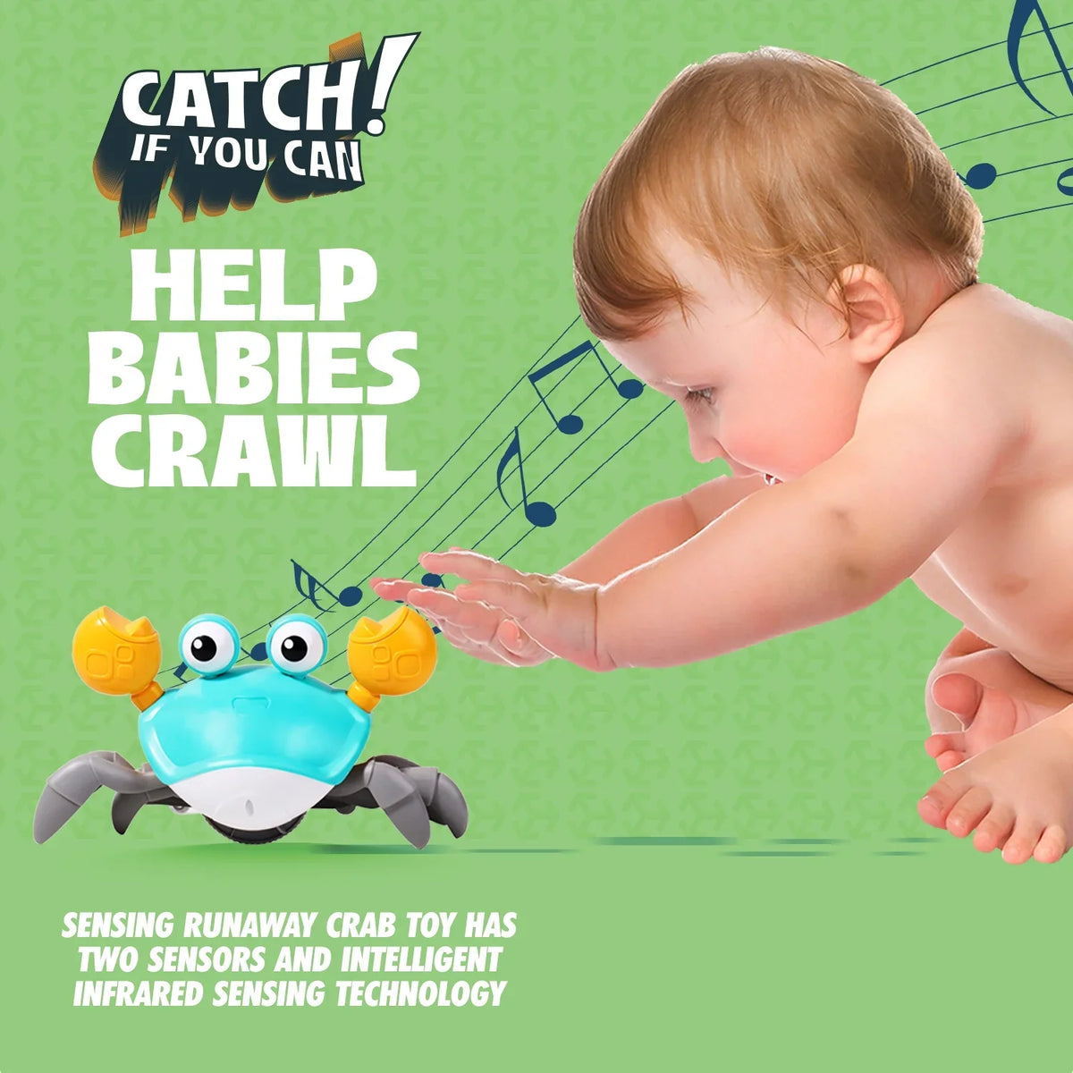 Avery Crawling Crab For Little Kids 6-12 Years And Toddlers 0-6 Months Tummy Time, Learning Crawl And Cognitive Development - Kids Favorite Gift