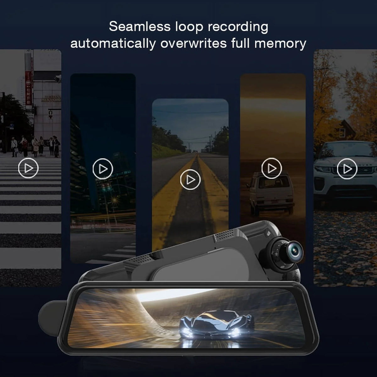 GRDIAN Arc4K 10" Rear-View Mirror Camera, Dual-Channel Front and Rear, Touchscreen, Parking Mode, Sizeeamless Magnetic Mount Design