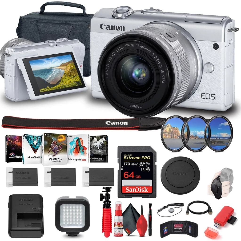 Canon EOSize M200 Mirrorless Digital Camera with 15-45mm Lens (3700C009) + More