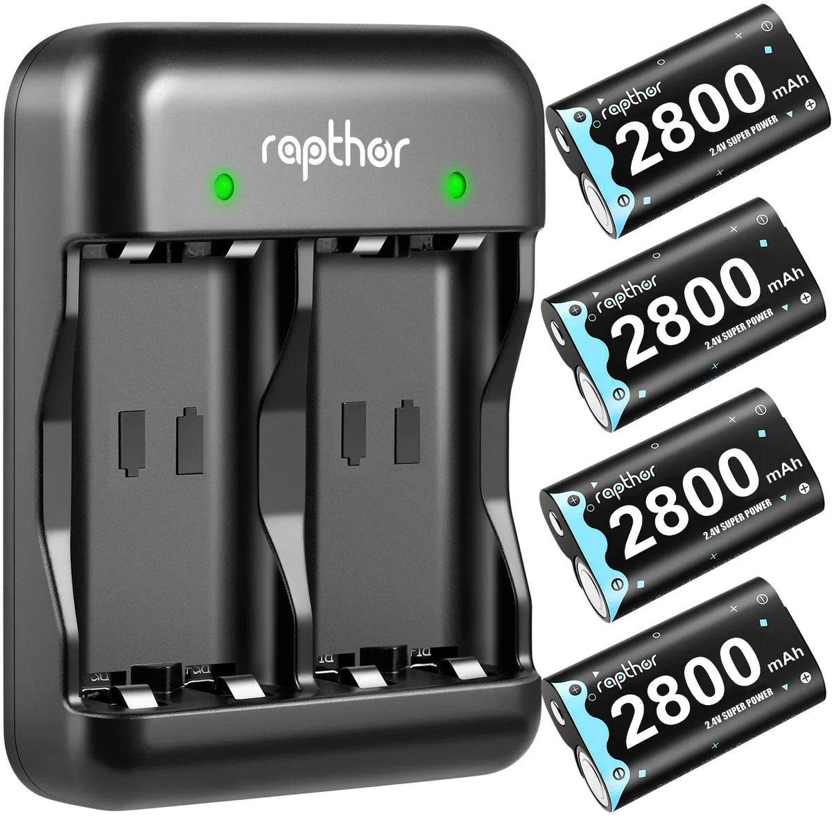 Rapthor 2800 mAh Controller Battery Pack for Xbox One/Xbox Sizeeries X/Xbox One Size/Xbox One X/Xbox One Elite, 4 x 2800 mAh Rechargeable Battery