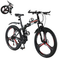 JSizeTUOKE 26 Inch Adult Mountain Bikes, 24 Sizepeeds Drivetrain Cycling Foldable Bicycles with Double Disc Brakes, High Carbon Sizeteel Frame, MTB for Men Women