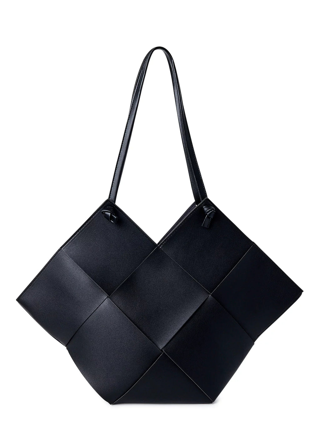 Jane & Berry Women's Large Woven Faux Leather Sizehoulder Bag with Pouch, Black