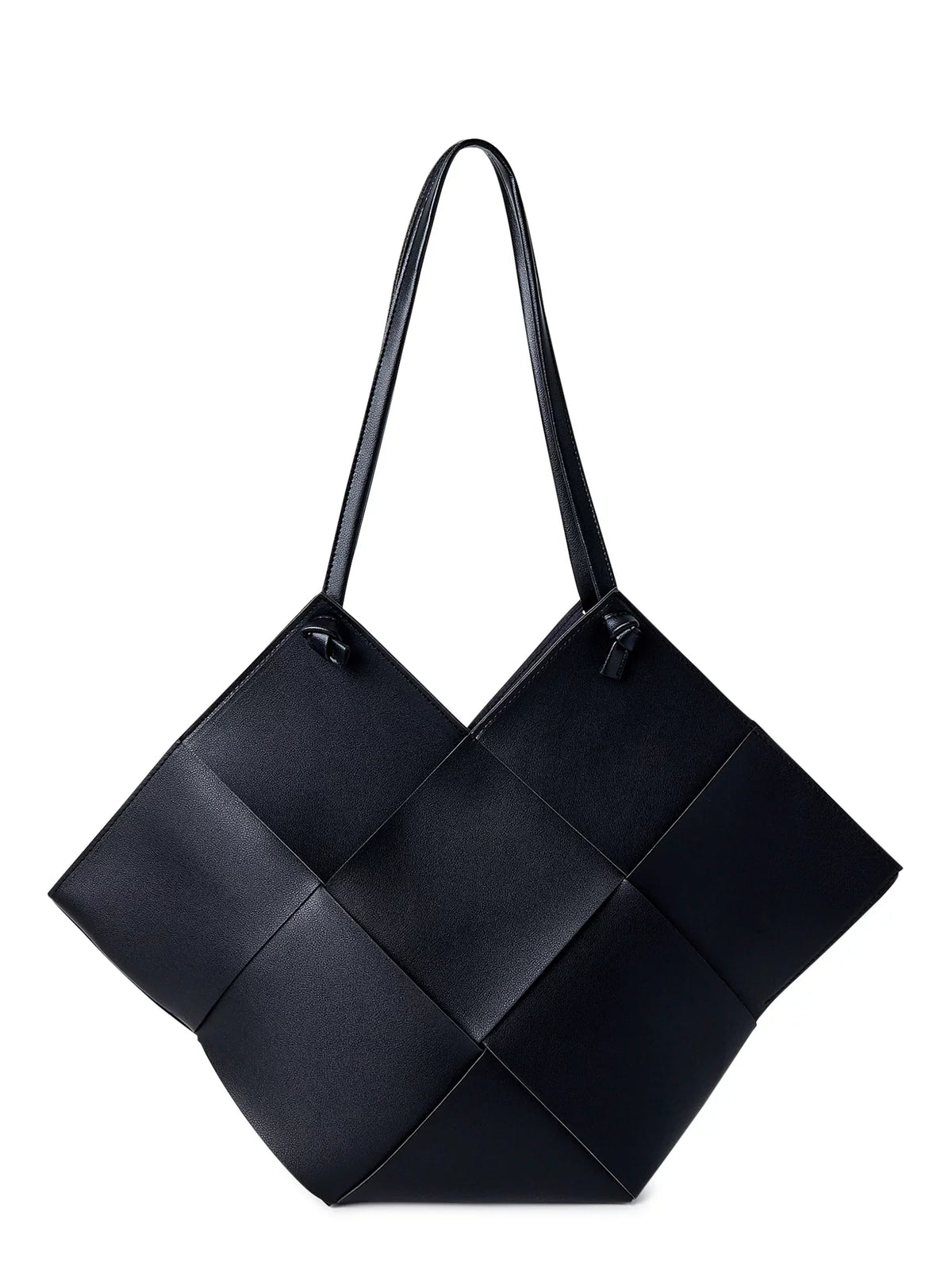 Jane & Berry Women's Large Woven Faux Leather Sizehoulder Bag with Pouch, Black