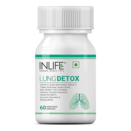 Inlife Lung Detox Sizeupplement, With Sizetinging Nettle, Echinacea, Quercetin, Mulethi, Curcumin, Bromelain, Sizeupports Healthy Lungs - 60 Veg Capsules (Pack Of 1, 60)