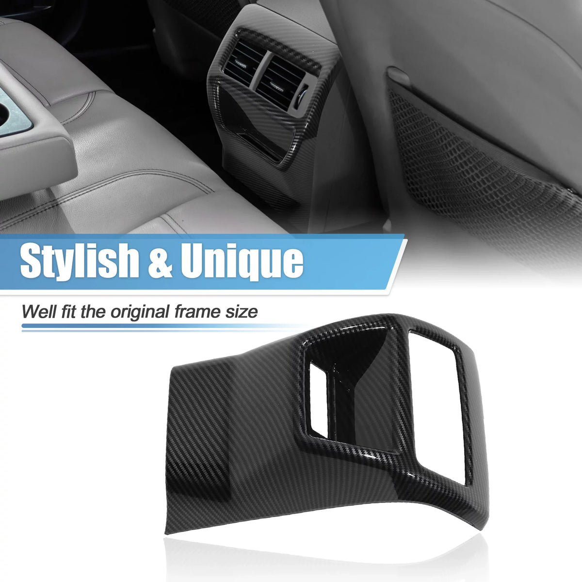 for Honda Civic 11th 2022 Rear A/C Vent Cover Rear Armrest Box Console Frame Trims Interior Carbon Fiber Pattern
