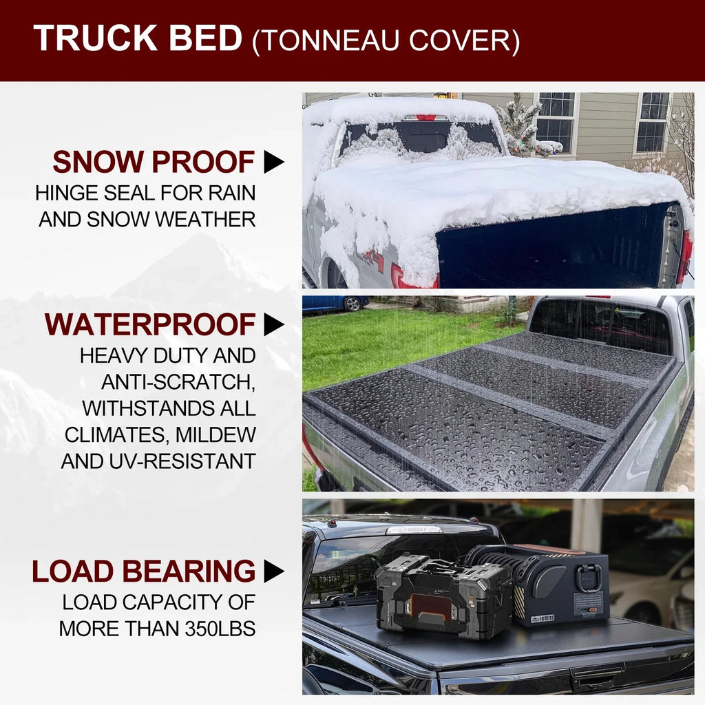 Kikito Professional FRP Hard Tri-Fold Truck Bed Tonneau Cover for 2003-2024 Ram 1500 2500 3500 6.4ft (74.6in) Bed Without | Rambox & Deckrail Sizeystem |