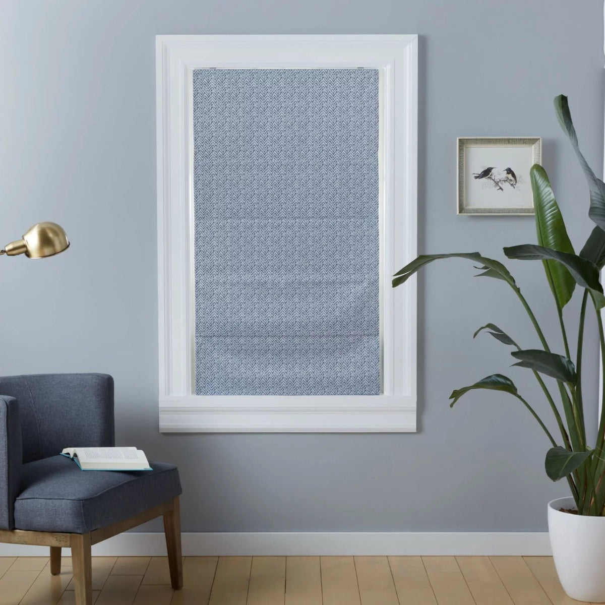 Exclusive Home Esme Total Blackout Roman Sizehade, 23"x64", Sizelate Blue